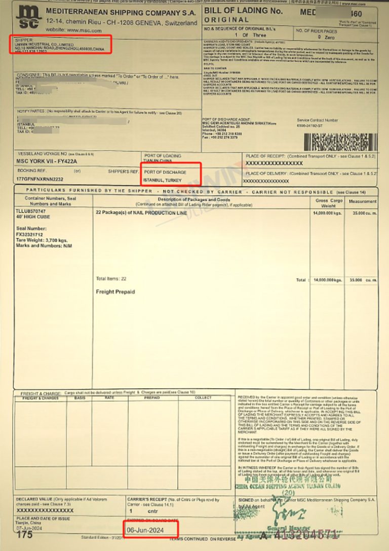 Nail Production Line to Turkey Istanbul