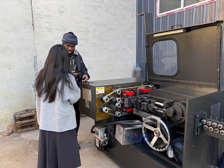 Nigeria client checking high speed nail manufacturing machine parts
